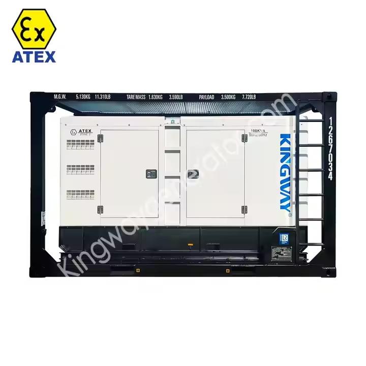 Zone 2 Explosion Proof Generator ATEX Certification 3phase 400kw 500kva DNVGL 2.7-1 Lifing Frame Offshore Service